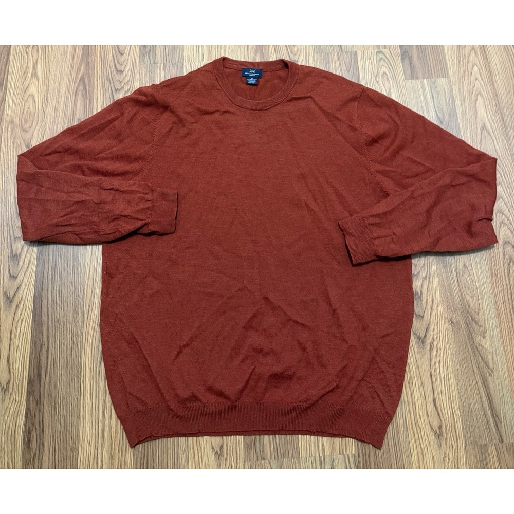 Brooks Brothers 346 Sweater Mens XL Merino Wool Stretch Crewneck Rust